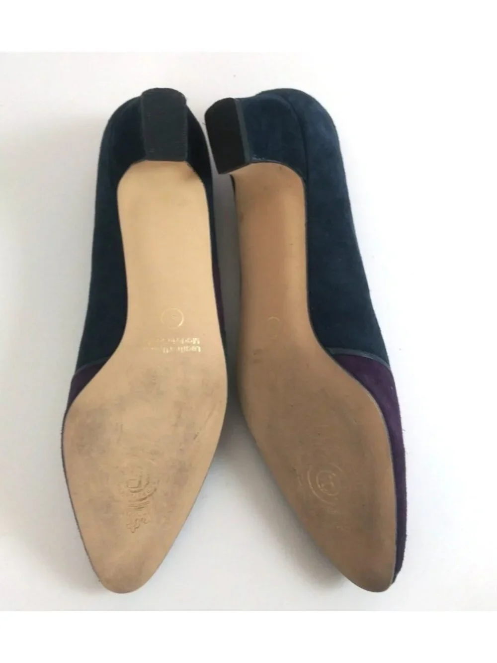 Vintage 80s Pappagallo Women's Colorful Suede Block Heel Slip-On Shoes Size 7.5N